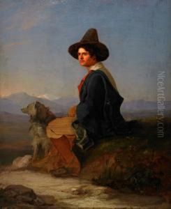 Ung Italiensk Herde Med Hund by Gustaf Uno Troili