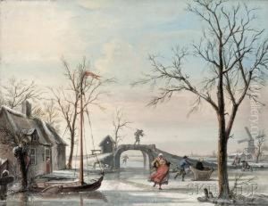 Skaters On A Frozen Canal