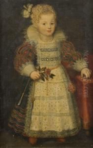 Portrait En Pied D'une Jeune Fille Tenant Une Rose by Cornelis Troost