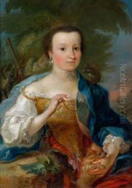 Bildnis Einer Dame Mit Diamantenhalsband- Und Ohrringen - view 1
