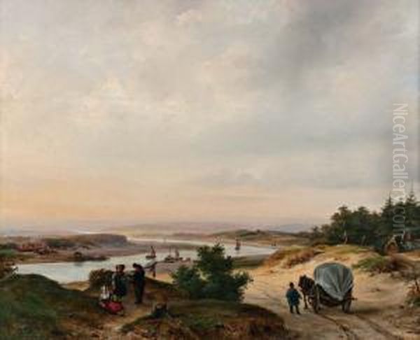 Weids Rivierlandschap Met Figuren Op De Voorgrond - view 1