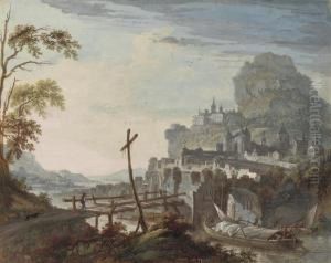 A Rocky River Landscape With Fortified Towns by Willem Troost