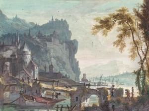 A River Landscape With A Town by Willem Troost