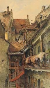 Malerischer Hinterhof Im Sonnigen Licht by Friedrich, Trost Sr.