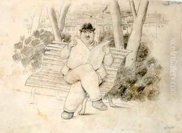 Man Reading The Newspaper - view 1