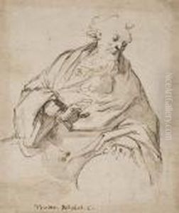 A Seated Elder Cleric, His Left Hand On A Sphere