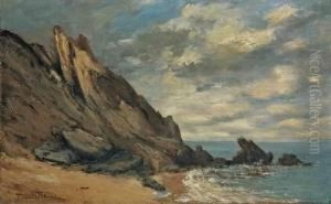 Felsenkuste In Der Bretagne by Paul Trouillebert
