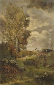 Peuplier Avec Deux Oiseaux by Henri Charles Trouville