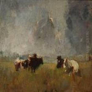 Grazing Cows In The Field by Constant Troyon