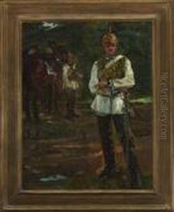 Zwei Kurassiere Im Walde. by Wilhelm Heinrich Trutbner