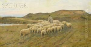 Shepherd With His Flock by Gaylord Sangston Truesdell