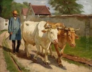 Farmer With Cattle by Gaylord Sangston Truesdell