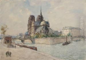 Paris, La Seine Au Chevet De Notre-dame by Fernand Fortune Truffaut