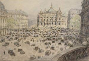 Paris, Midi, Place De L'opera by Fernand Fortune Truffaut