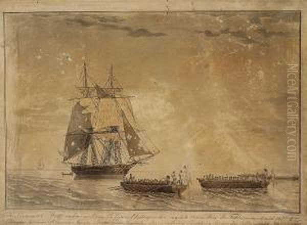 Three Handcoloured Aquatints With Naval Battle Scenes - view 1