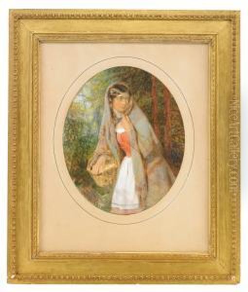 Young Woman With Basket Of Eggs - view 1