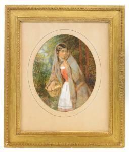 Young Woman With Basket Of Eggs by Konstantin Aleksandrovich Trutovskii