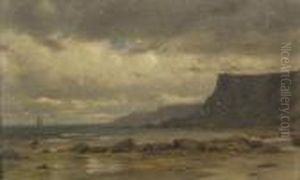 Coastal View With Figures On Beach
