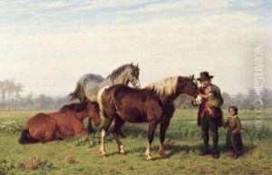 Les Chevaux by Charles Philogene Tschaggeny