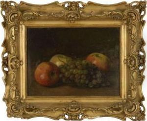 Still Life With Apples And Grapes by Rudolf Tschudi