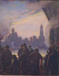 Fulton Street Ferry, Evening by Herbert Bolivar Tschudy