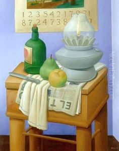 Still Life With Lamp And Bottle
