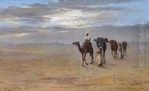 Camel Riders In The Desert by Pericles Tsirigotis