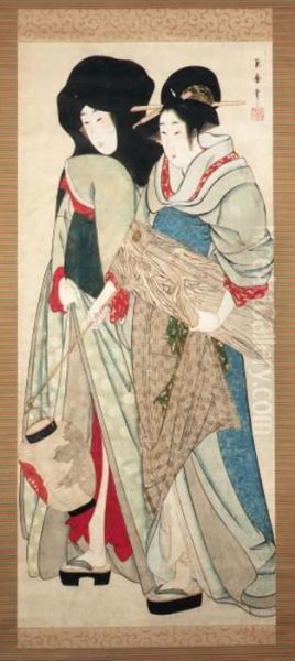 Geisha And Attendant
Hanging Scroll; Ink And Color On Paper - view 1