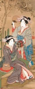 Beauties Catching Fireflies On A Summer Night by Kitagawa Tsukimaro