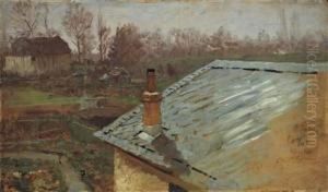 Blick Uber Hauser Im Herbst by Paul Wilhelm Tubbecke