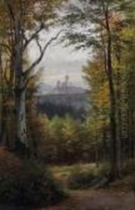 View On The Wartburg. Signed And Dated Lower Left: P. Tubbecke 1911 by Paul Wilhelm Tubbecke