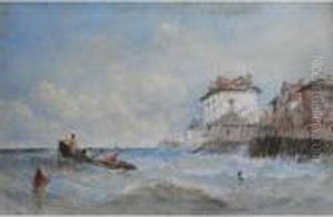 Fishing Boat In Choppy Coastal Waters by Edward Tucker