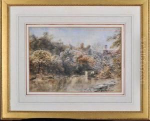 A Country Cottage Garden With A Pond by Edward Tucker