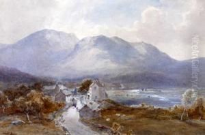 'near Windermere', A Village In A Mountain Lake Landscape by Edward Tucker