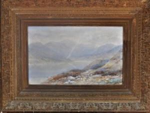 A Shepherd And Flock On The Banks Of A Highland Loch by Edward Tucker