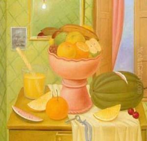 Still Life With Oranges 1993 2 by Fernando Botero