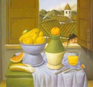 Still Life in Front of The Window 1996 by Fernando Botero