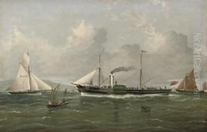 The Pioneering Thames Paddle-steamer 
Margery
 In Thethames Estuary, Her Decks Crowded With Passengers by John Tudgay