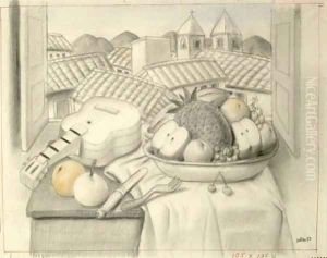 Still Life With Guitar by Fernando Botero
