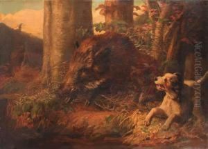 The Boarhunt by Louis Benoit Antoine Tuerlincks