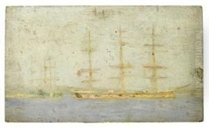 Windjammer In Falmouth Roads; Boats On A Calm Sea