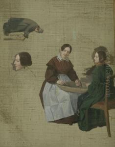 Studie Mit Zwei Frauen Beim Erbsenschalen