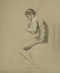 Aktstudie Eines Sitzenden Jungen Mannes by Christian Tunica