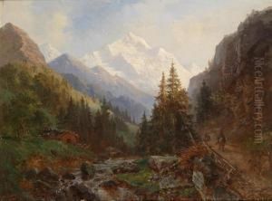 Mountain Landscape With Stream by Hermann Aug. Theodor Tunica
