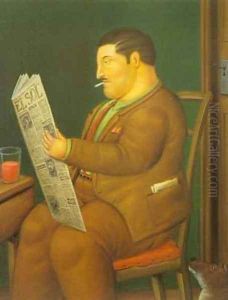 Man Reading a Paper 1996 by Fernando Botero