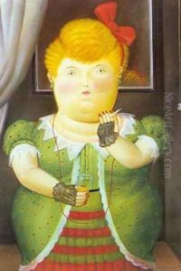 Woman With a Red Bow 1990