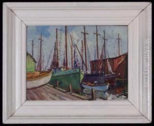 Fishing Boats In Gloucester Harbor, Mass by George Turland