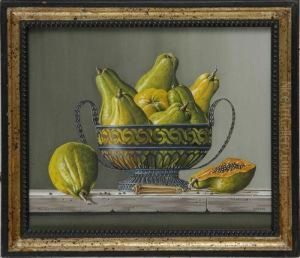 Papayas In A Pierced Tole Urn Papayas In A Pierced Tole Urn