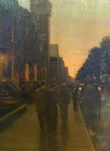City Street At Night by Charles Henry Turner
