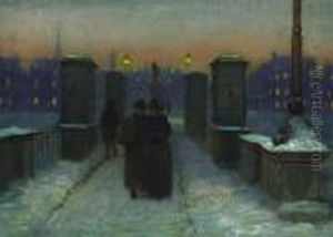 Gaslight In The Boston Public Gardens by Charles Henry Turner